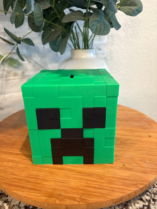 Green Creeper Piggy Bank – Gamer Coin Bank for Kids & Gaming Fans 💚💣