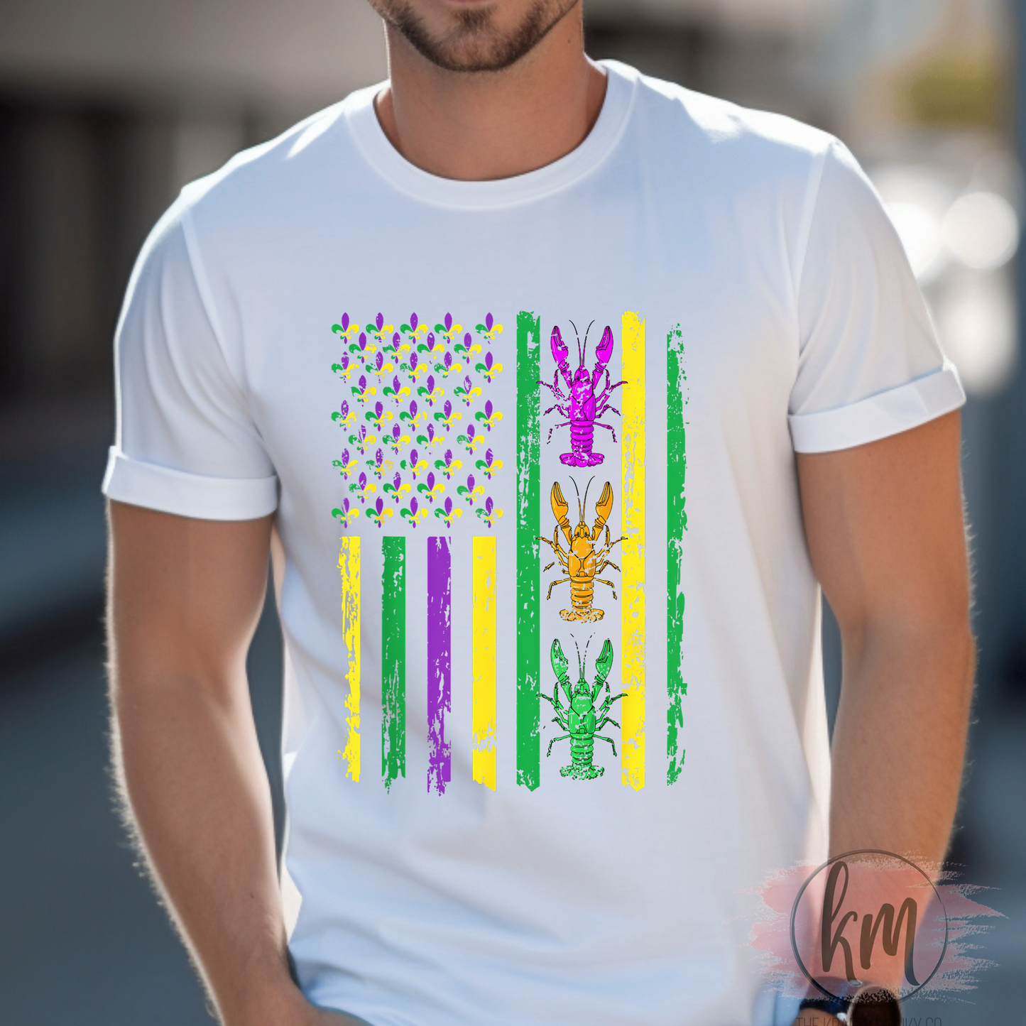 Mardi Gras Flag with Crawfish Tshirt