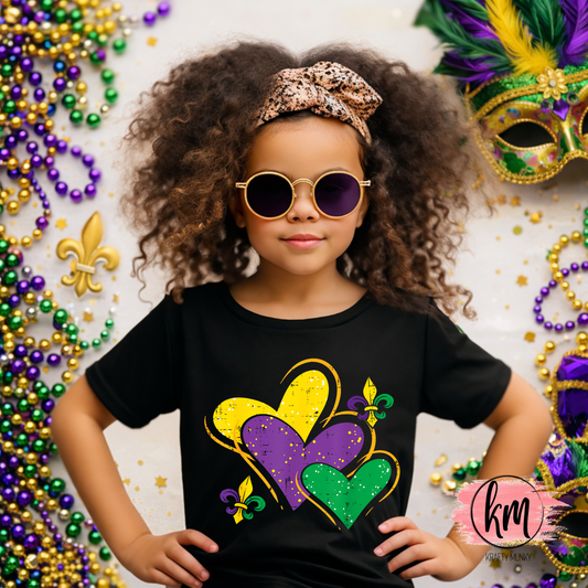 Mardi Gras Hearts Tshirt