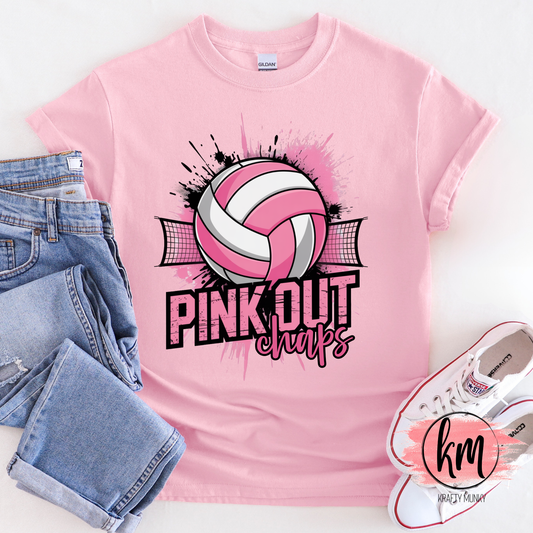 Chaps Volleyball Pink Out Game Day Spirit Tee