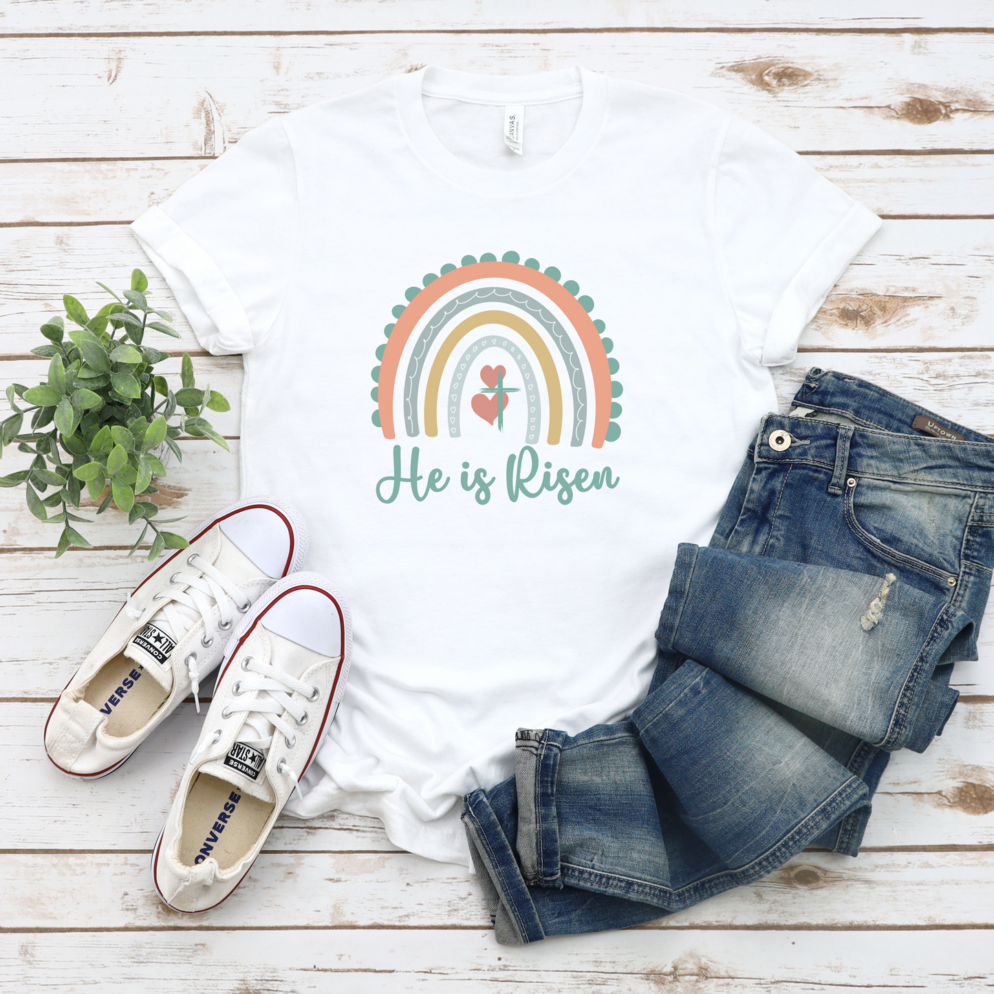 He Is Risen Graphic Tee, Religious Easter Faith T-Shirt