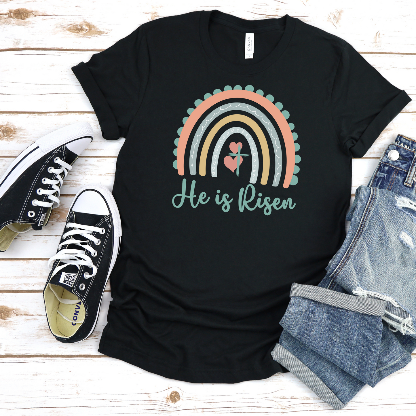He Is Risen Graphic Tee, Religious Easter Faith T-Shirt