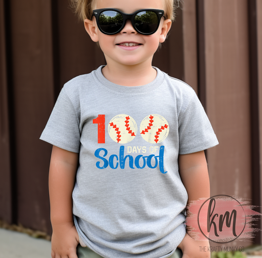 100 Days of School Baseball 100th Day of School Tshirt