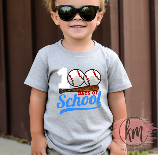 100 Days of School Baseball, 100th Day of School Tshirt
