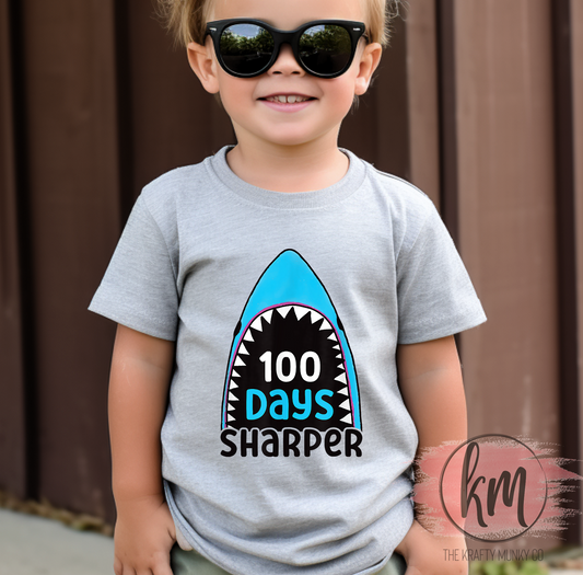 100 Days Sharper Shark, 100th Day of School Tshirt