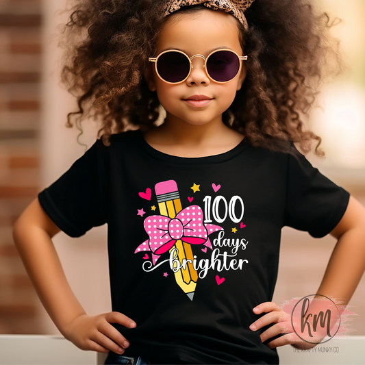 100 Days Brighter, 100th Day of School Tshirt