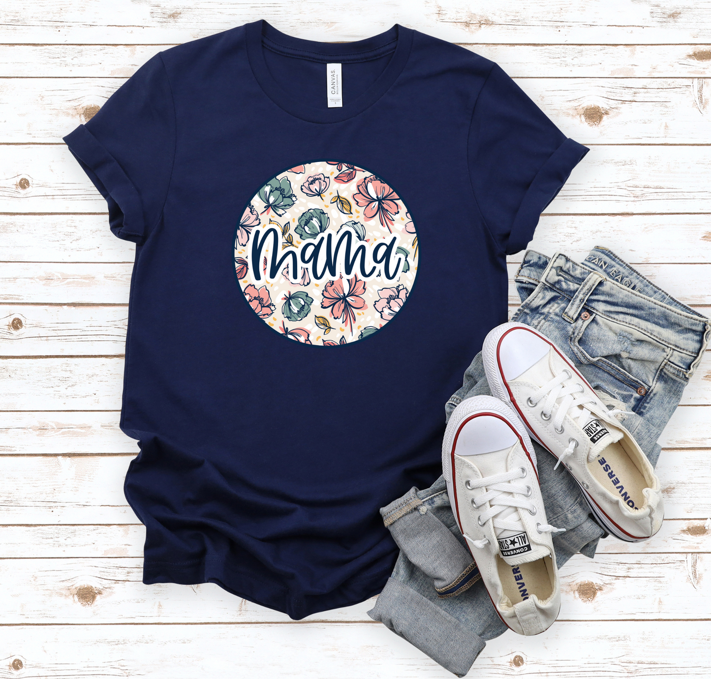 Mama Circle Flower design Tshirt