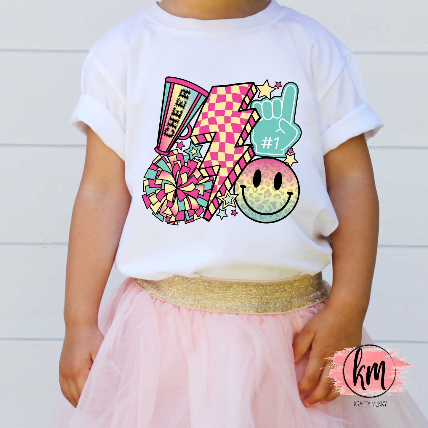 Cheer DTF Print. Bright Color Cheer Design