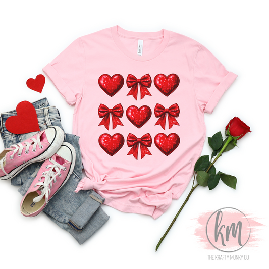 Valentine's Day Hearts & Bows Tshirt