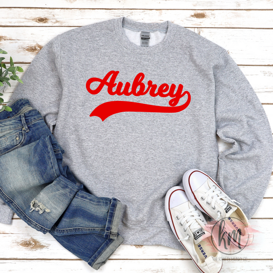 Aubrey Sweatshirt Baseball font red