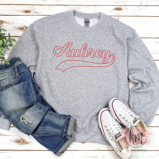 Aubrey Sweatshirt Baseball font outline