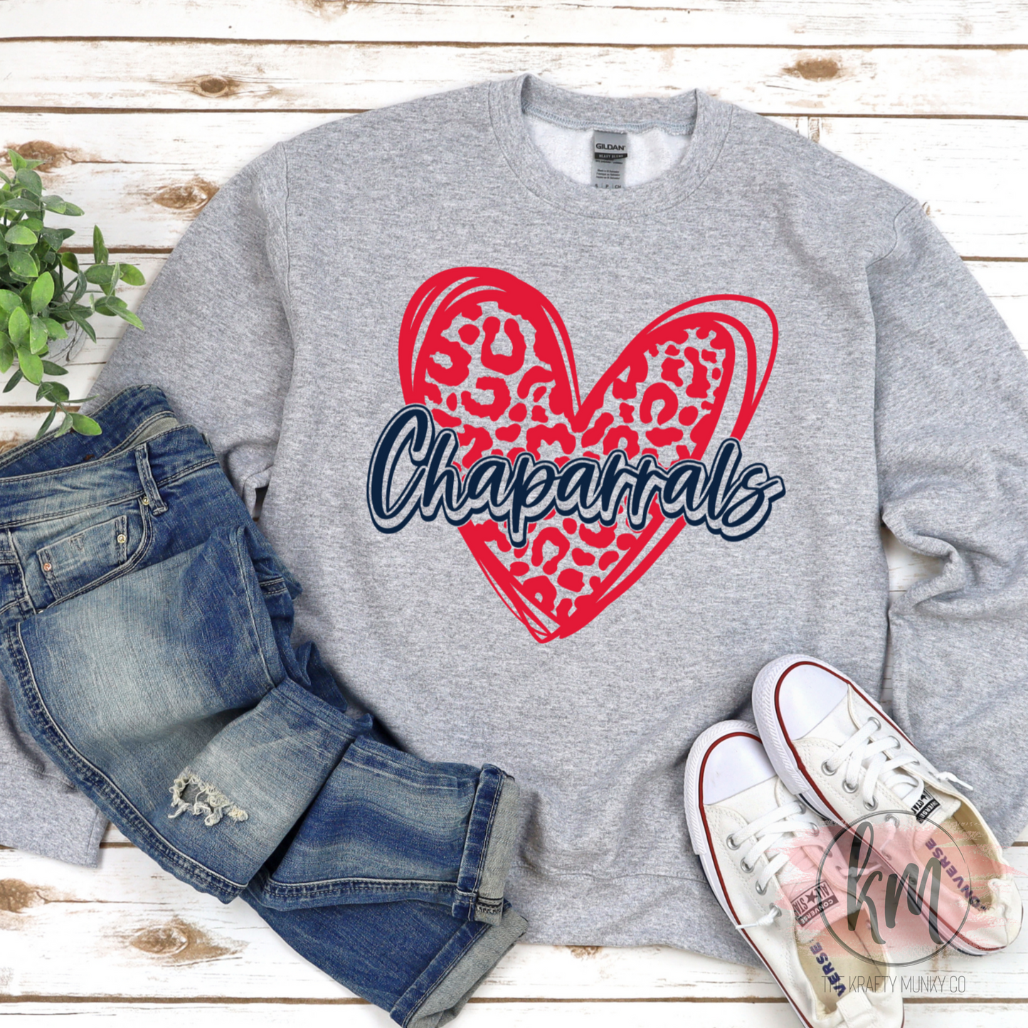 Aubrey Sweatshirt, Leopard Heart Design