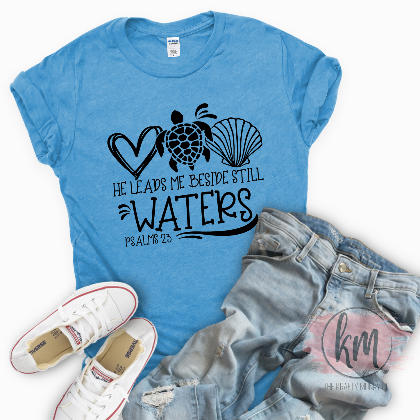 Faith, Christian, Love Jesus, He Leads Me tshirt