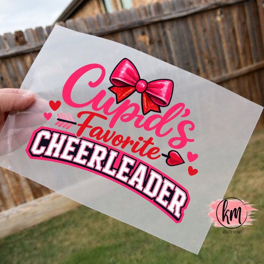 Valentine DTF Print Cupid's Favorite Cheerleader