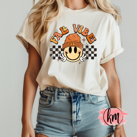Fall DTF Print, Fall Vibes Smiley Face Design