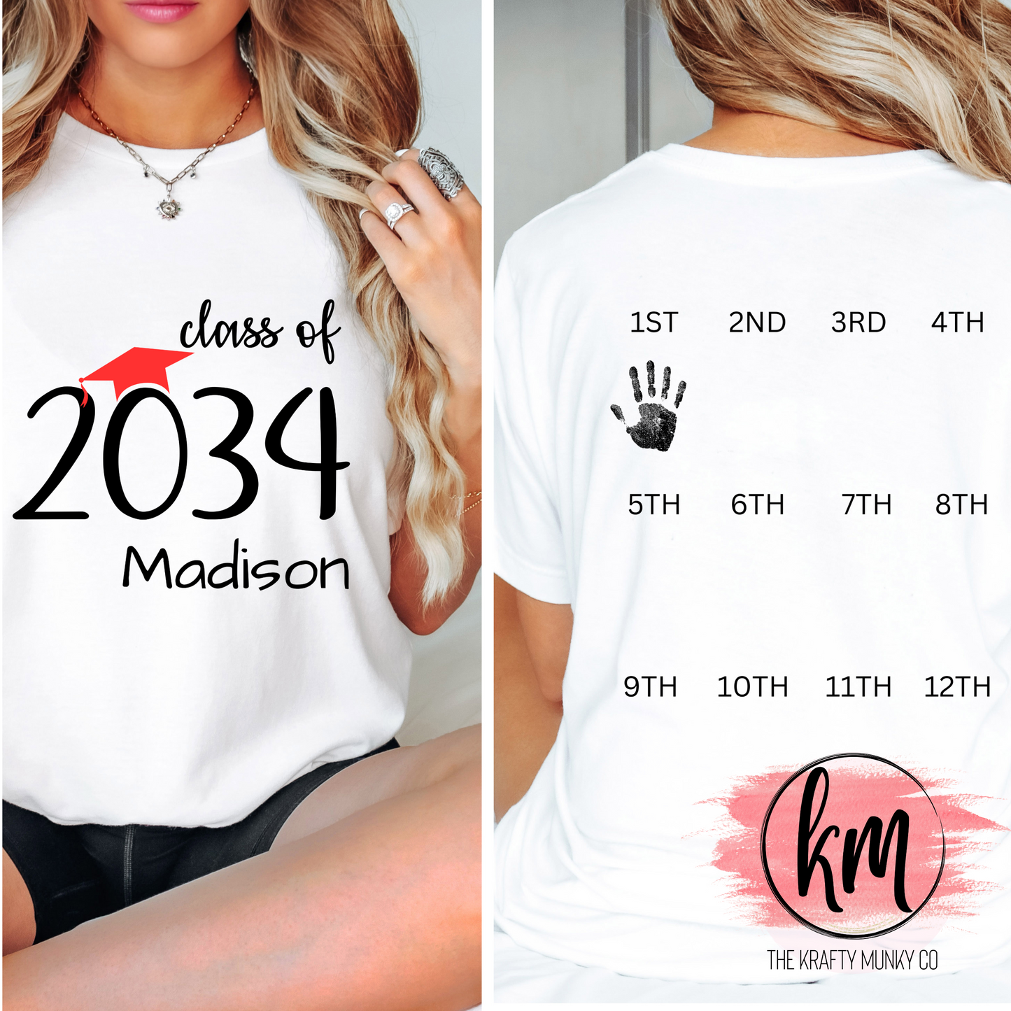 Class of ... T-shirt, Custom Kindergarten graduate T-shirt, Handprint T-shirt