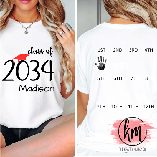 Class of ... T-shirt, Custom Kindergarten graduate T-shirt, Handprint T-shirt