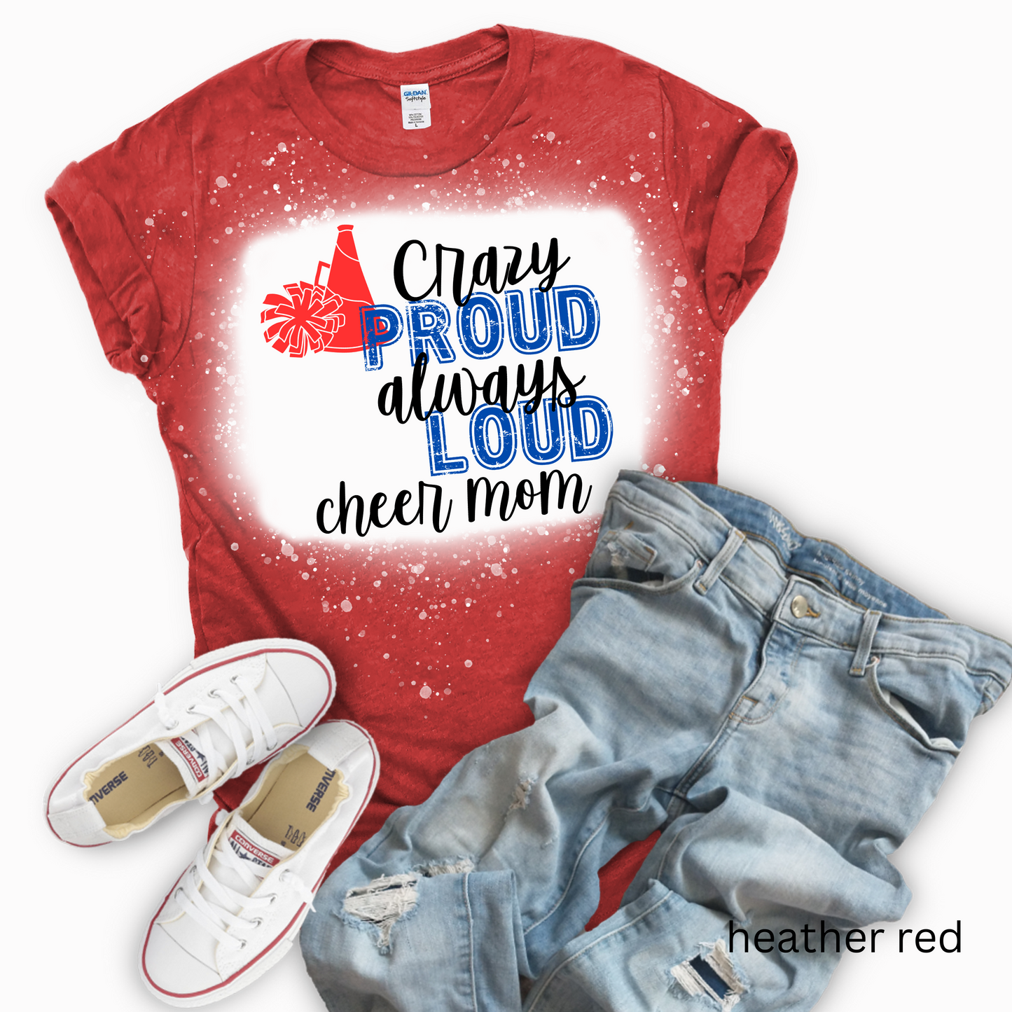 Bleached Design Red Cheer Mom Tshirt