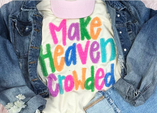 Make Heaven Crowded Fluffy Comfort Colors T-Shirt, Christian Worship Tee
