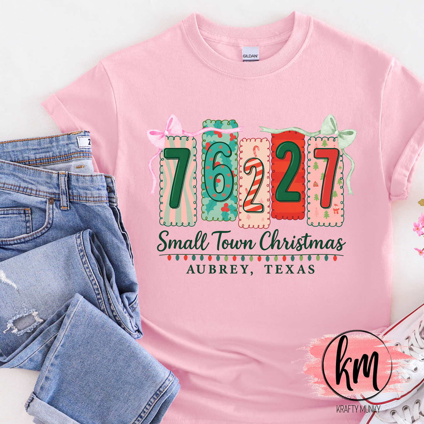 Aubrey Small Town Christmas Zip Code T-Shirt – 76227