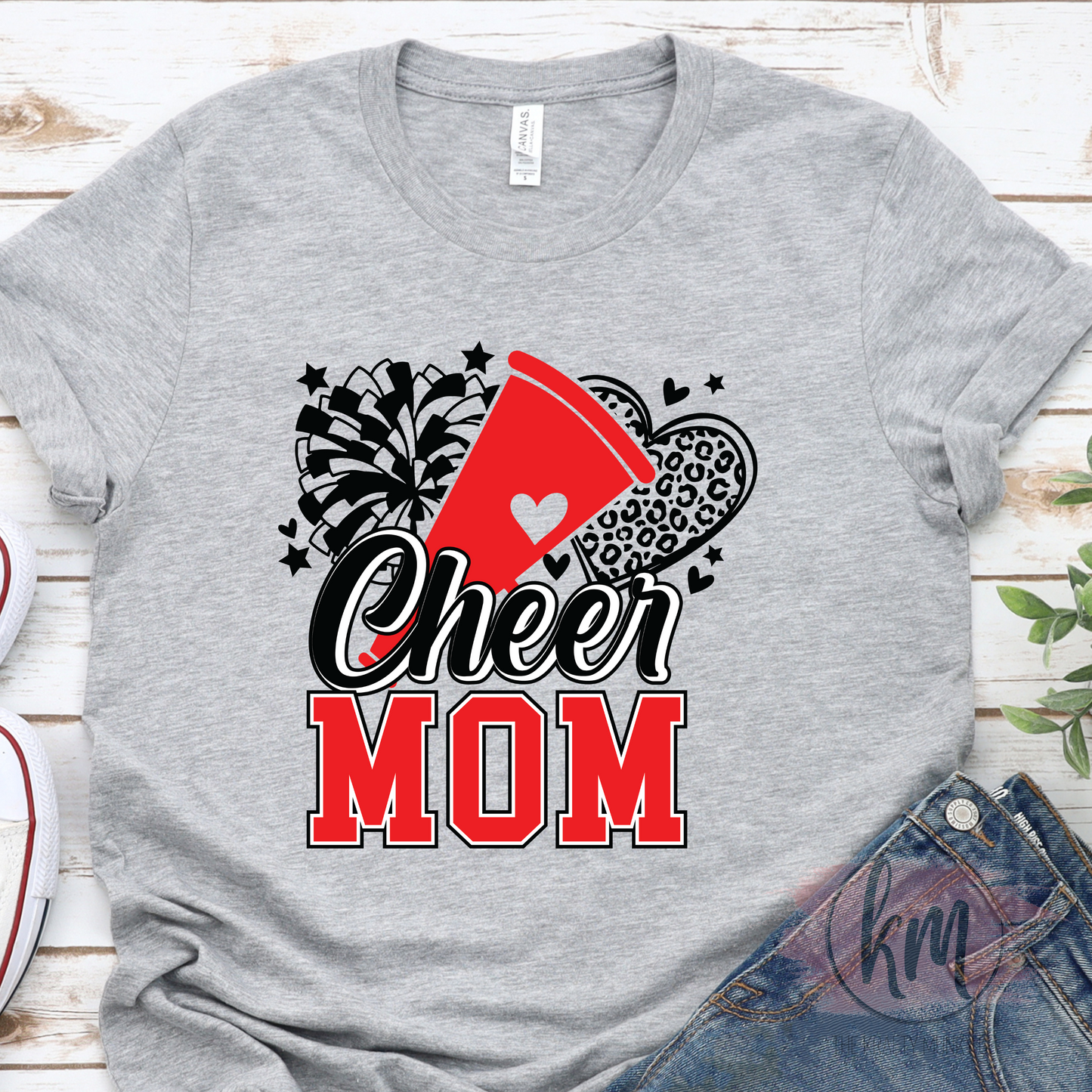 Cheer Mom Graphic Tee, Cute Cheerleading Spirit Wear Shirt