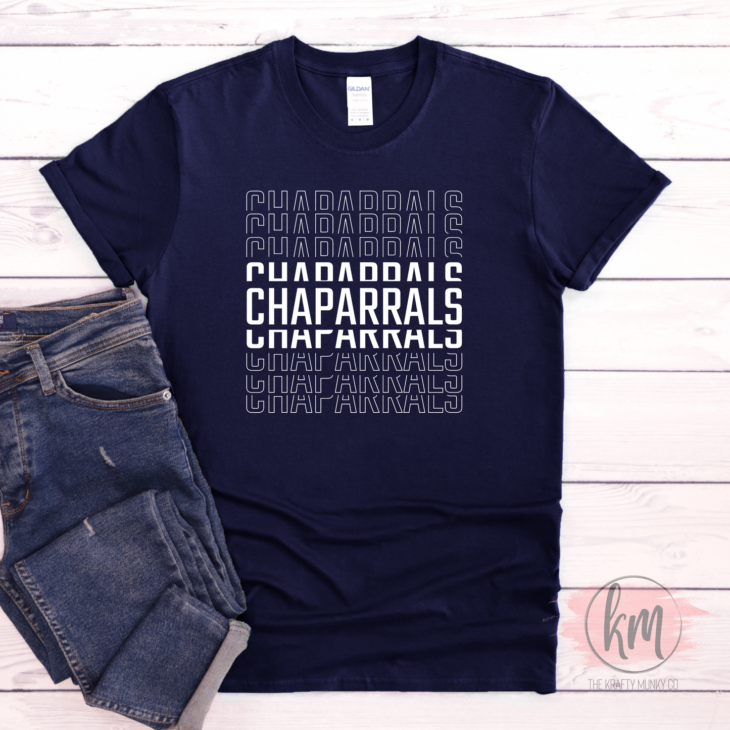 Aubrey Tshirt White Chaparrals Design
