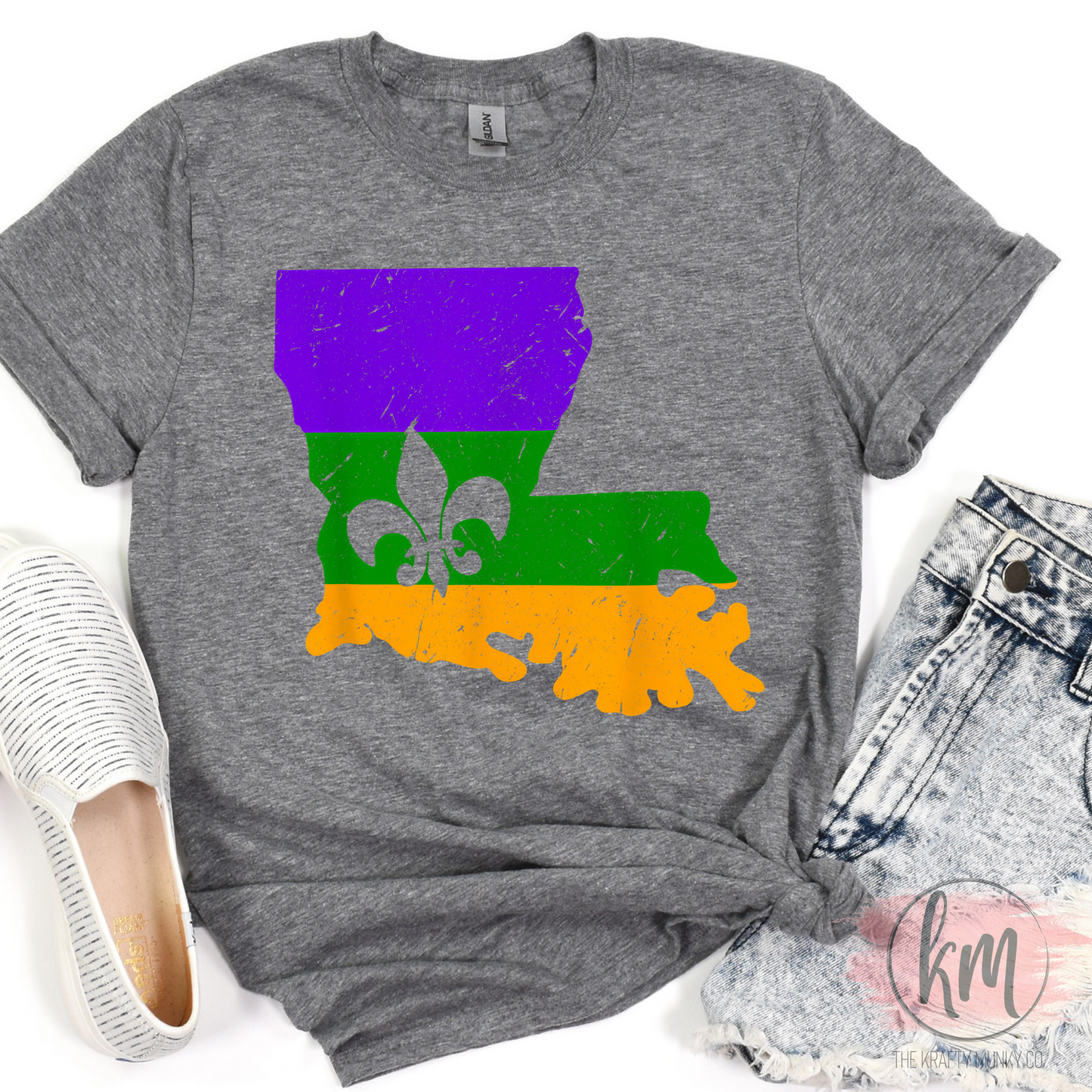 Mardi Gras Tshirt, Lousiana Boot Shape