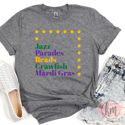 Mardi Gras Tshirt, Jazz Parades, Beads