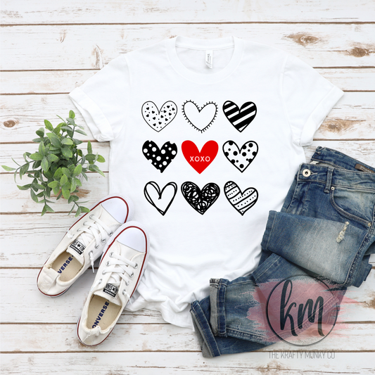 Valentine's Day 9 hearts tshirt